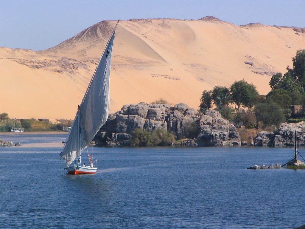 A View of Sailboat in the sea on a sunny day